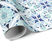 marokkanisch-blaues Fliesenmuster Geschenkpapier (Rolleneckpunkt)