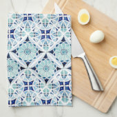 marokkanisch-blaues Fliesenmuster Geschirrtuch (Viertel Falte)