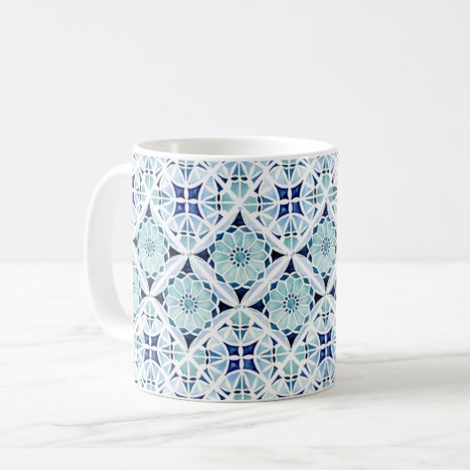 marokkanisch-blaues Fliesenmuster Kaffeetasse (Vorderseite Links)