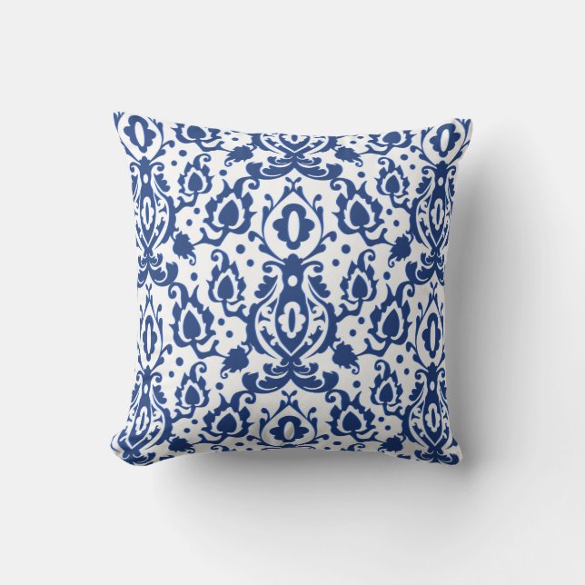 Marokkanisch Blue Casbah Damask Kissen (Vorderseite)
