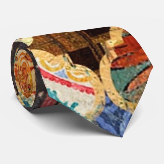 Marokkanisch farbenfroh Gold Cool Moderne Muster B Krawatte (Gerollt)