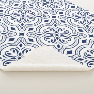 marokkanisch geometrisch fett-blau dekoriert sherpadecke