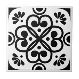 Marokkanisch Geometrisch Schwarz und Weiß Fliese