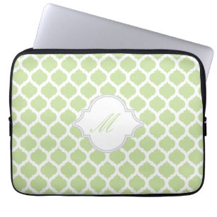 Marokkanisch grün und weiß mit Monogram-Laptop-Sie Laptopschutzhülle