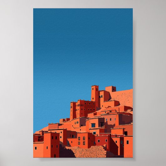 Marokkanisch Hilltop Kasbah - Minimalistische geom Poster (Vorne)