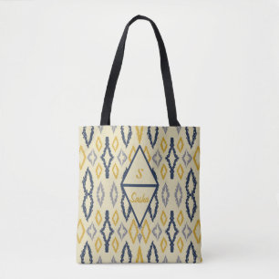 Marokkanisch Ikat Blue Yellow Personalisiert Tasche