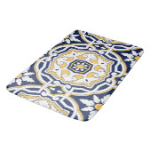 marokkanisch lebendig blau-gelb kompliziert geomet badematte (Schrägansicht)