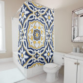 marokkanisch lebendig blau-gelb kompliziert geomet duschvorhang (Beispiel)