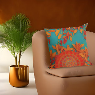 Marokkanisch rustikales Gold Rot Orange Blau Herbs Kissen