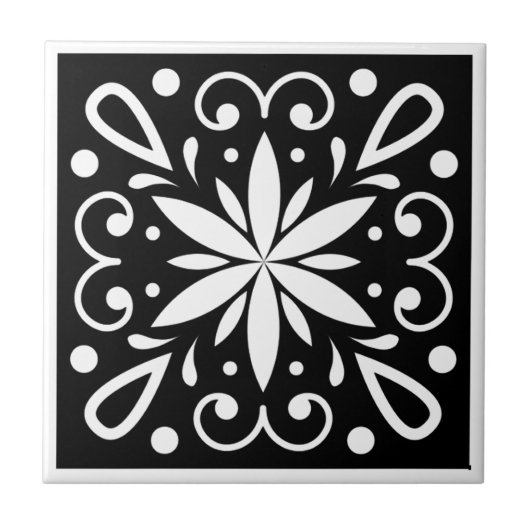 Marokkanisch-Schwarz-Weiß Fliese (Vorderseite)