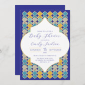 Marokkanisch Tiles Royal Blue Golden Einladung (Vorne/Hinten)