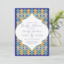 Marokkanisch Tiles Royal Blue Golden Einladung