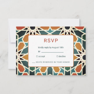 Marokkanisch Zellij Wedding RSVP Karte