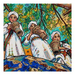 Marokkanische Ahwash Amazigh-Folk-Kunst Glänzend  Poster