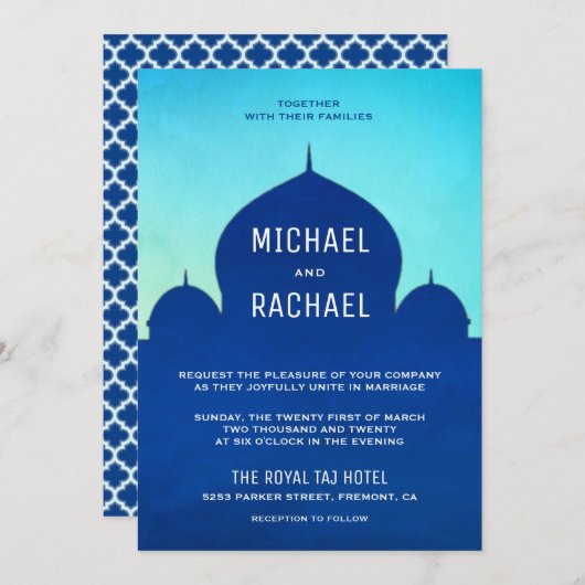 marokkanische arabische Nächte Hochzeit Einladung (Vorne/Hinten)