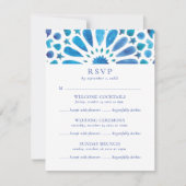 Marokkanische Blaue Fliesen Hochzeit mit mehreren RSVP Karte (Vorderseite)