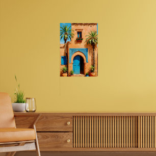 Marokkanische Blaue Tür Terrakotta Kasbah-Wandkuns Poster