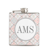 Marokkanische Blume Monogram Personalisiert Flachmann (Vorderseite)