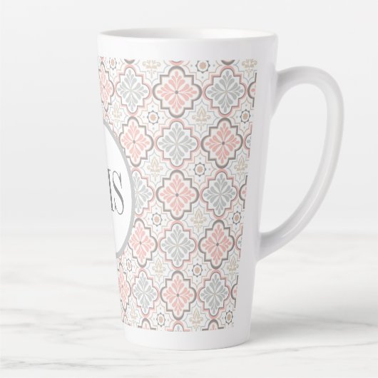 Marokkanische Blume Monogram Personalisiert Milchtasse (Rechts)