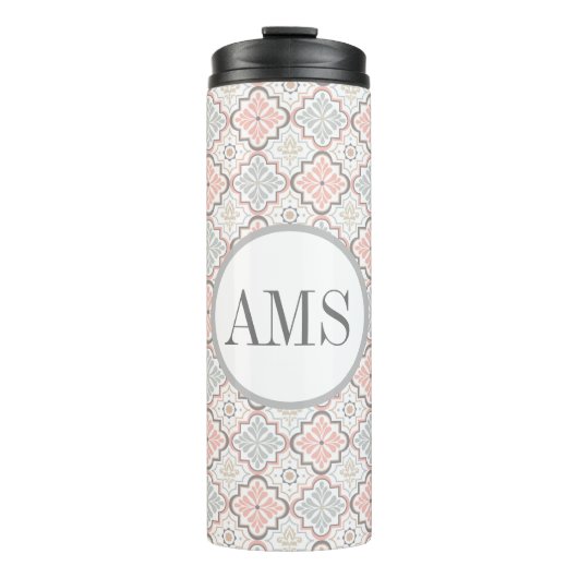 Marokkanische Blume Monogram Personalisiert Thermosbecher (Vorderseite)