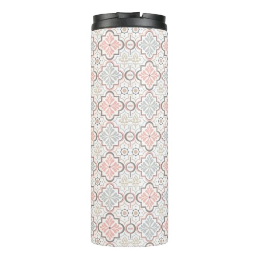Marokkanische Blume Monogram Personalisiert Thermosbecher (Rückseite)