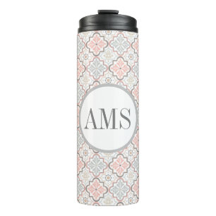 Marokkanische Blume Monogram Personalisiert Thermosbecher