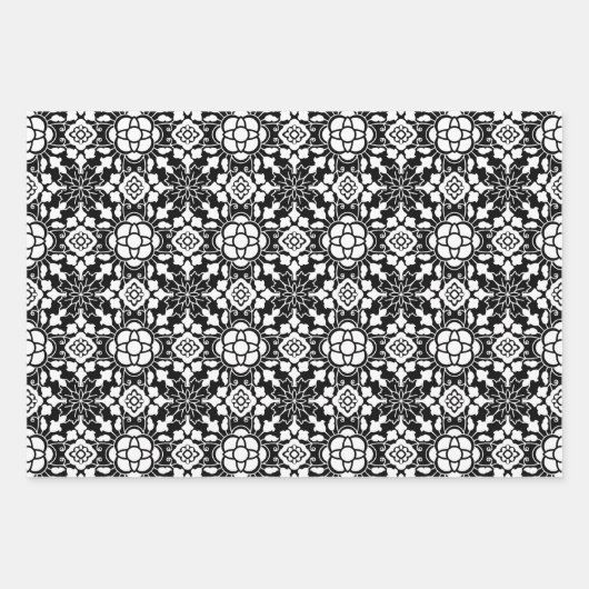 marokkanische Blumenzille, Korallenrosa, Grün, Sch Geschenkpapier Set (Vorderseite 3)