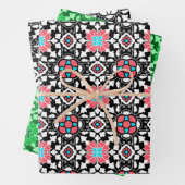 marokkanische Blumenzille, Korallenrosa, Grün, Sch Geschenkpapier Set (Beispiel)