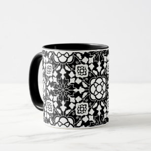 marokkanische Blumenzille, Schwarz-Weiß-Tasse Tasse