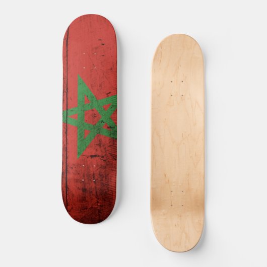 Marokkanische Flagge für altes Holzkörnchen Skateboard (Vorderseite)