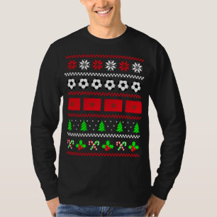 Marokkanische Flagge Fußball Ugly Weihnachtskraut  T-Shirt
