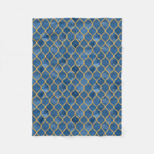 Marokkanische Fliese - Denim Fleecedecke