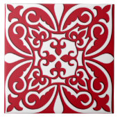 Marokkanische Fliese - dunkelrot und weiß (Vorderseite)