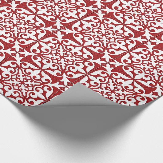 Marokkanische Fliese - dunkelrot und weiß Geschenkpapier (Ecke)
