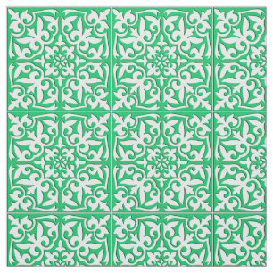 Marokkanische Fliese - Jadegrün und -WEISS Stoff