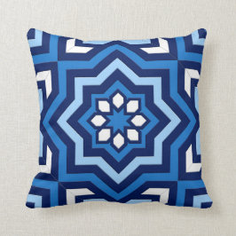 Marokkanische Fliese, Kobalt, Marine und Kissen