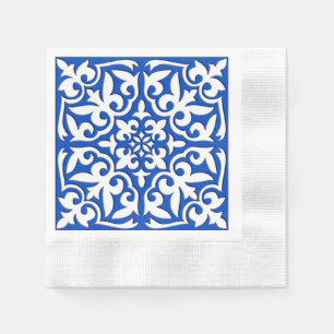 Marokkanische Fliese - Kobaltblau und -WEISS Serviette