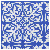 Marokkanische Fliese - Kobaltblau und -WEISS Stoff (Nahaufnahme)