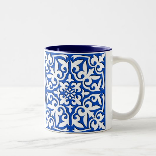 Marokkanische Fliese - Kobaltblau und -WEISS Zweifarbige Tasse (Rechts)