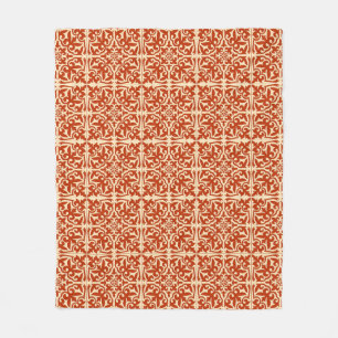 Marokkanische Fliese - Korallenorange und Pfirsich Fleecedecke