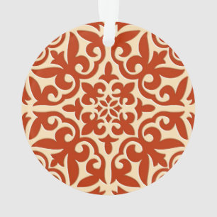 Marokkanische Fliese - Korallenorange und Pfirsich Ornament