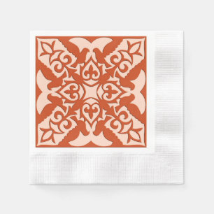 Marokkanische Fliese - Korallenorange und Pfirsich Serviette