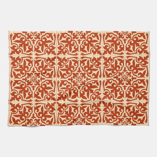 Marokkanische Fliese - korallenrote Orange und Küchentuch (Horizontal)