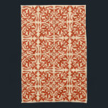 Marokkanische Fliese - korallenrote Orange und Küchentuch<br><div class="desc">Marokkanisches inspiriertes Fliesenmuster mit einem Polier,  Keramikblick - tiefe korallenrote Orange mit einem hellen Pfirsichhintergrund</div>
