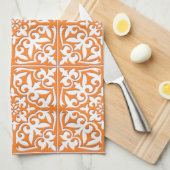 Marokkanische Fliese - korallenrotes Orange und Geschirrtuch (Viertel Falte)