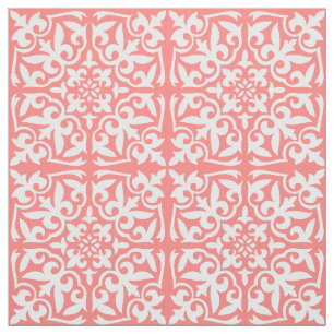 Marokkanische Fliese - korallenrotes rosa und Wei Stoff