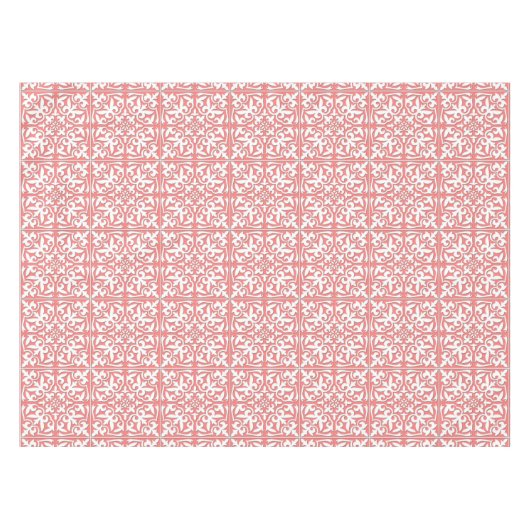 Marokkanische Fliese - korallenrotes rosa und Weiß Tischdecke (Vorderseite (Horizontal))