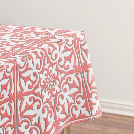 Marokkanische Fliese - korallenrotes rosa und Weiß Tischdecke (Beispiel)