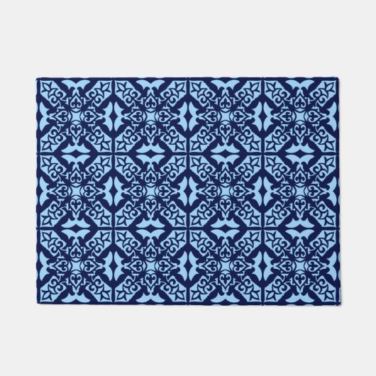 Marokkanische Fliese - Marine und hellblaues Fußmatte (Vorderseite)
