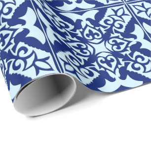 Marokkanische Fliese - marineblau und hellblau Geschenkpapier